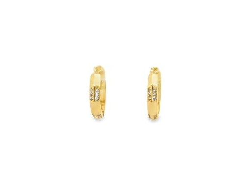 18K Yellow Gold Geometric Hoop Earrings with Synthetic Stones